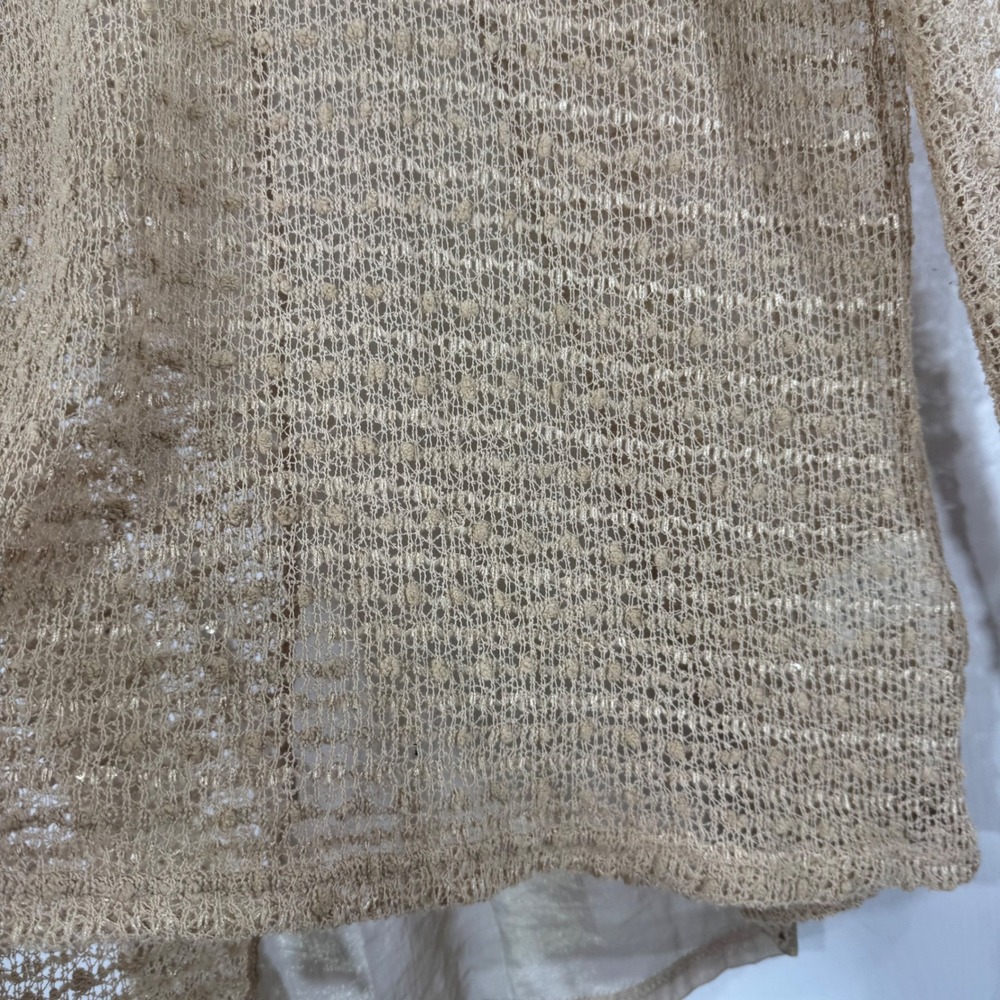 a'reve‎ Womens L Lace Long Sleeve Boho Knit Top Beige Brown Casual Pullover - Picture 8 of 12